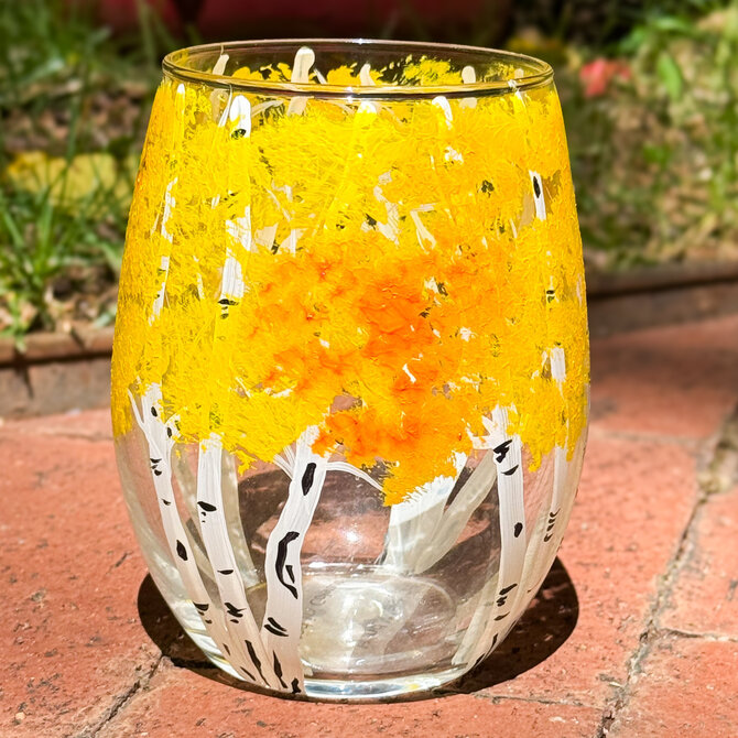 Gelinde Dittrich Des Stemless Wine Glass - Gold Aspen