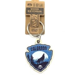 M & W Design Co WOOD KEYCHAIN-WOLF PATCH