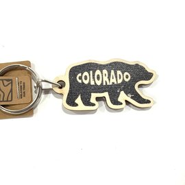 M & W Design Co WOOD KEYCHAIN-DISTRESSED BEAR