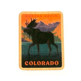M & W Design Co Wood Sticker - Maroon Bells Moose
