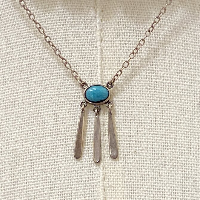 Peyote Bird Designs Necklace - Sterling Silver w/ Turquoise