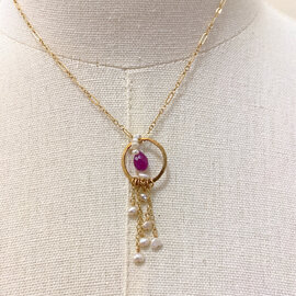 Peyote Bird Designs Necklace - 14K Gold w/Pearls and Amethyst