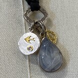Peyote Bird Designs Sterling Silver/14K Multi-Charm Leather Necklace