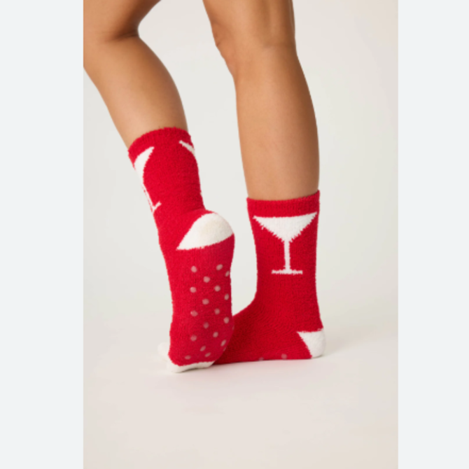 PJ Salvage Socks - Santa & Martini