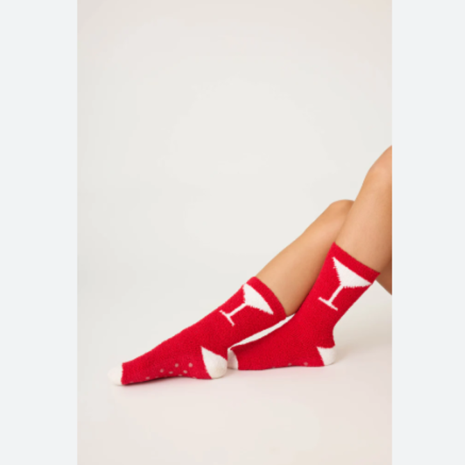 PJ Salvage Socks - Santa & Martini