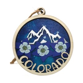 WILUSZ WAY Ornament - Columbines/Mountains Colorado