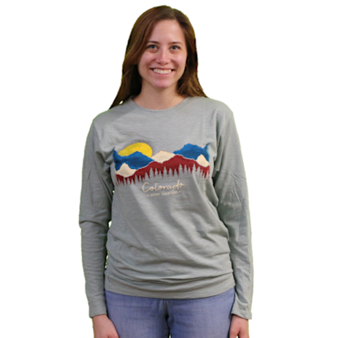 Prairie Mtn Screening Water Colored Painted Colorado L/S T-shirt