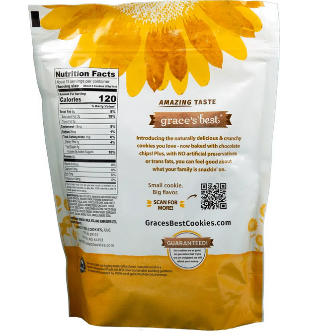 GRACE'S BEST COOKIES Sunflower Cookies - Chocolate Chip