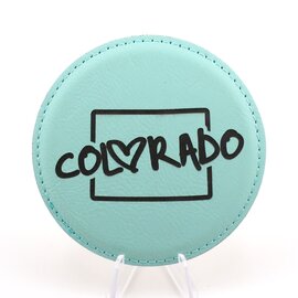 TANGICO Coaster - Heart Colorado Aqua Leather