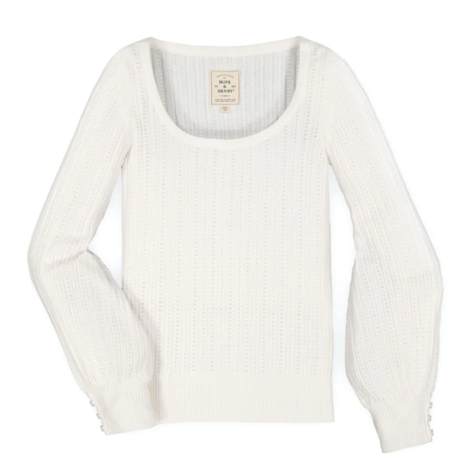 HEM & THREAD Sweater - Pointelle Knit Scoop Neck
