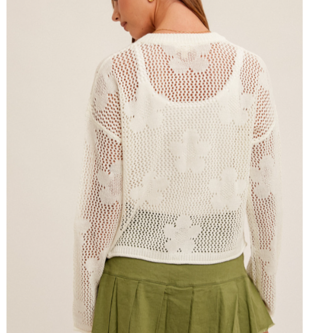 HEM & THREAD Cardi - Open Stitch Floral