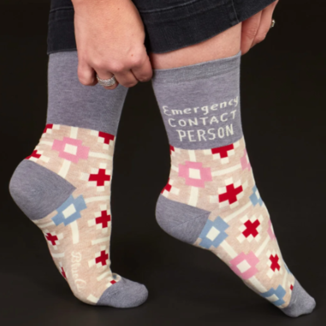 Blue Q W Socks - Emergency Contact