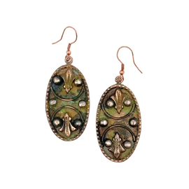 Anju Jewelry Earring - Mirror Filigree Green Oval
