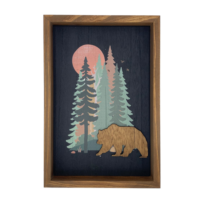BARRY OWEN INC PLAQUE-Bears/Trees Vertical