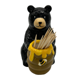 BARRY OWEN INC Toothpick Holder-Black Bear w/ Honey Pot