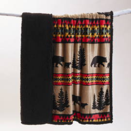 CARSTEN'S INC. Throw Blanket - Bear Trail Black Sherpa