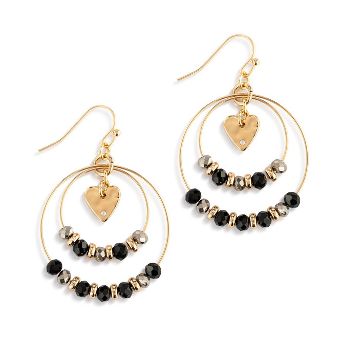 Demdaco/misc Product Beaded Love Earrings - Black