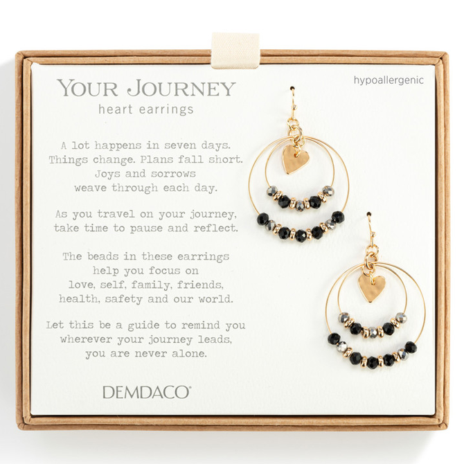 Demdaco/misc Product Beaded Love Earrings - Black
