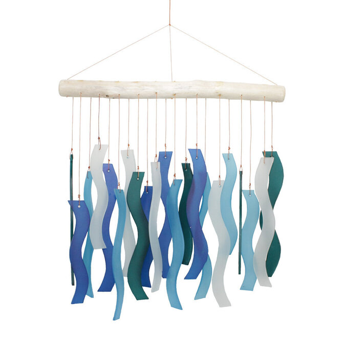 COHASSET GIFTS & GARDEN Chime - Wave Tumbled Glass Blue