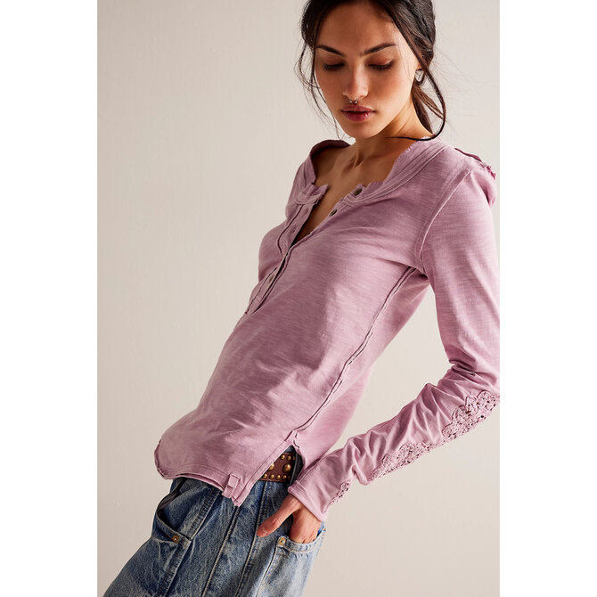FREE PEOPLE Top - Our Song Henley Cuff