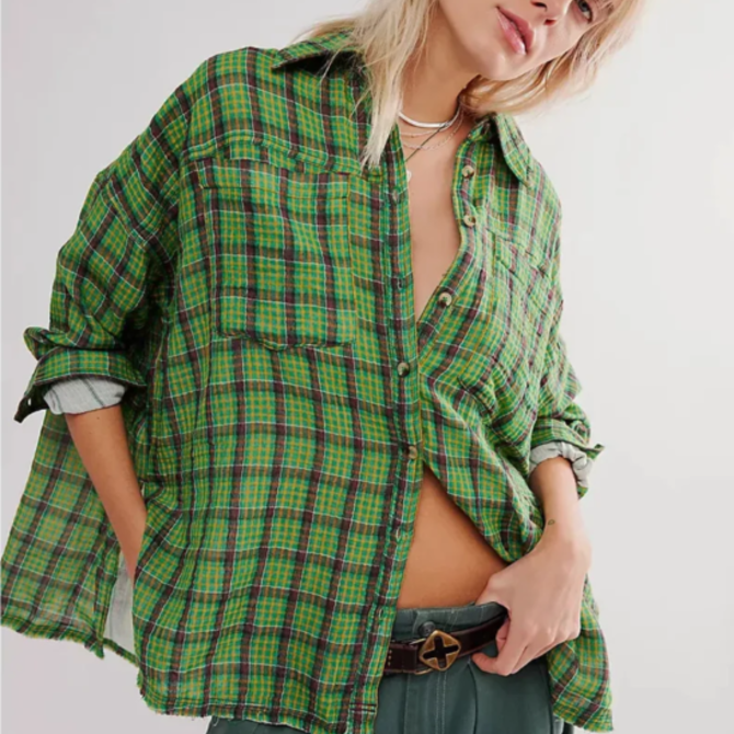 FREE PEOPLE Shirt - Cardiff Plaid