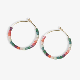 Beaded Hoop Earrings - Port