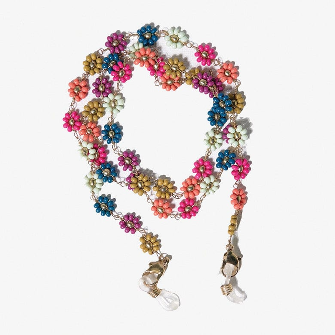 Beaded Eyeglass Chain - Rainbow Daisy
