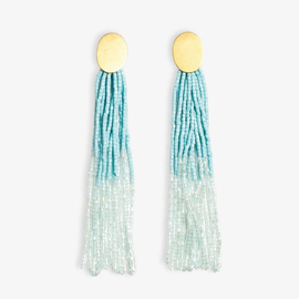 Earrings - Oval Post Blue Tassel