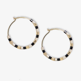 Earring - Black&White Hoop