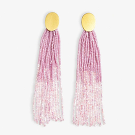 Earring - Oval Post Tassel Lavender