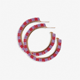 Earring - Red & Lilac Hoop