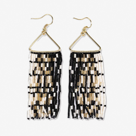 Earring - Black & White Fringe