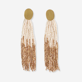 Earring - Oval Post Ivory Tassel