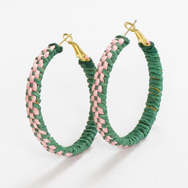 Earring - Holly Green/Pink Hoop