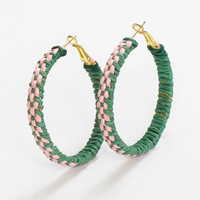 Earring - Holly Green/Pink Hoop