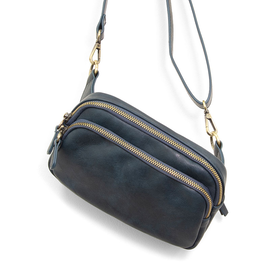 Kylie Double Zip Sling Belt Bag - Navy