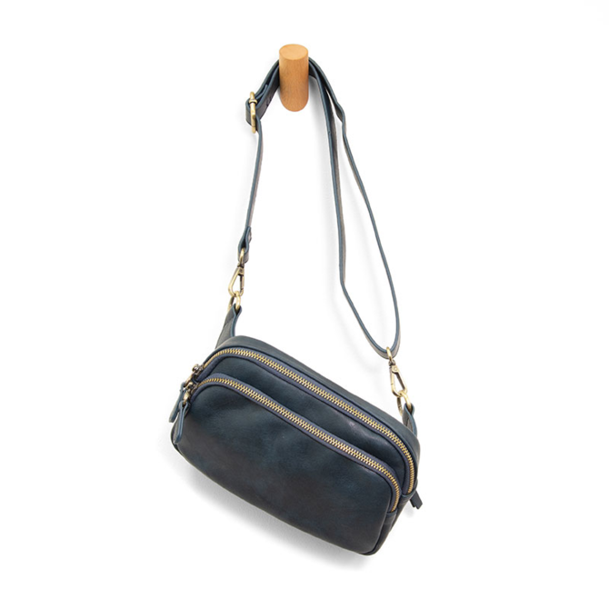 Kylie Double Zip Sling Belt Bag - Navy