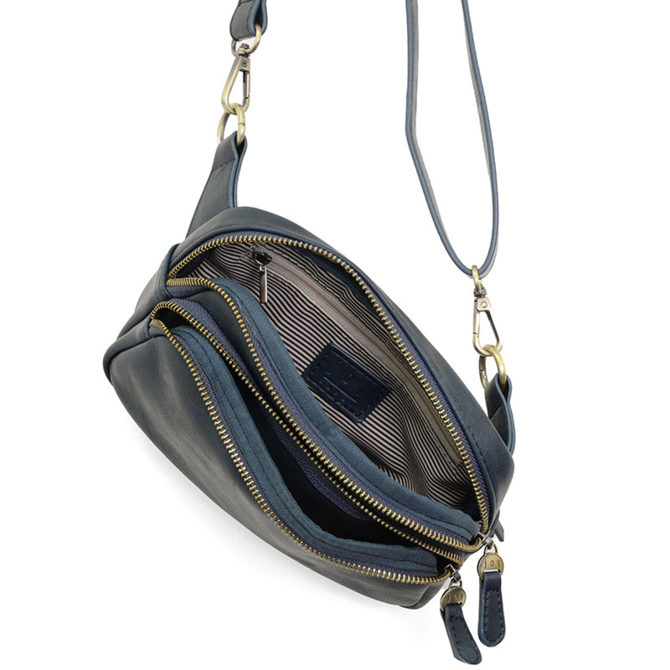 Kylie Double Zip Sling Belt Bag - Navy