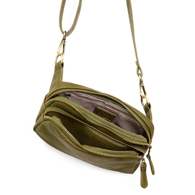 Kylie Double Zip Sling Belt Bag - Olive