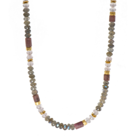 JOYLA Necklace - Vermeil/Rose Quartz/Rhodonite