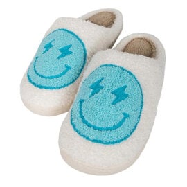KATYDID COLLECTION SLIPPERS-HAPPY FACE LIGHTNING TQ L/XL