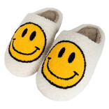 KATYDID COLLECTION SLIPPERS-HAPPY FACE WHT L/XL