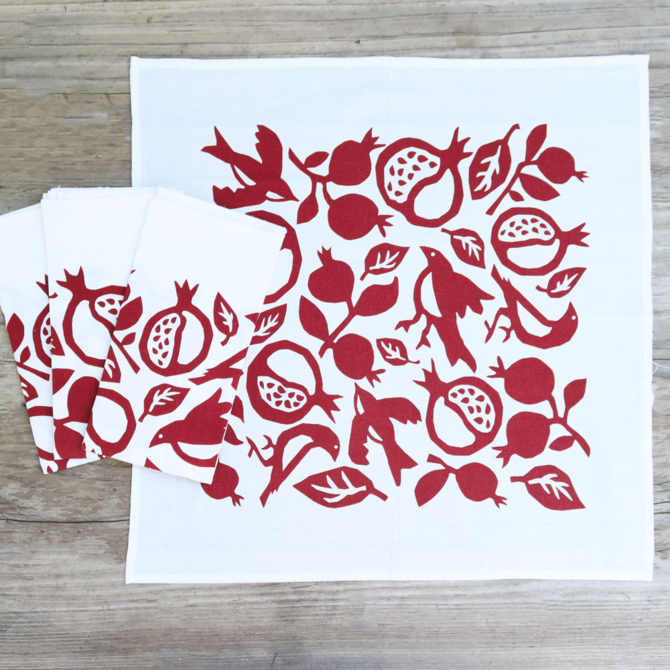 Kei & Molly Textiles Napkin Set - Pomegranate Red