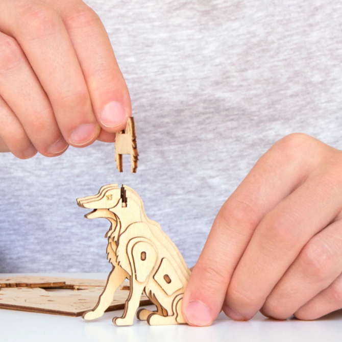 KIKKERLAND Puzzle - 3D Wooden Dog