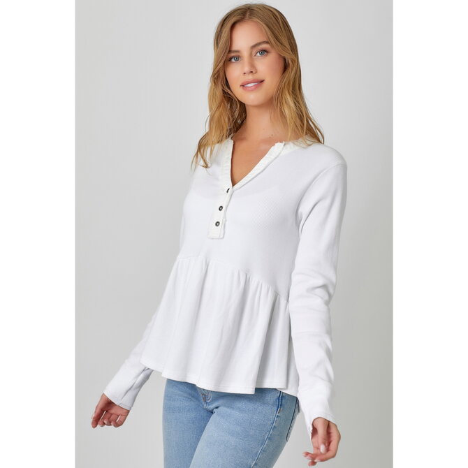 MYSTREE Top - Vintage White Peplum