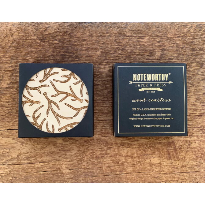 Noteworthy Paper & Press Coaster Set - Antlers