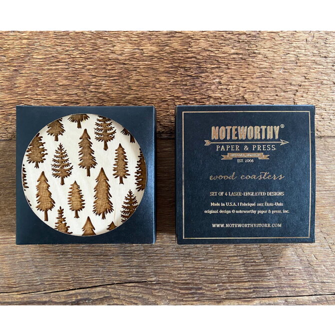 Noteworthy Paper & Press Coaster Set - Pine Trees