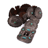 JIM HAUGEN Belt - Vintage Turquoise Leather Concho