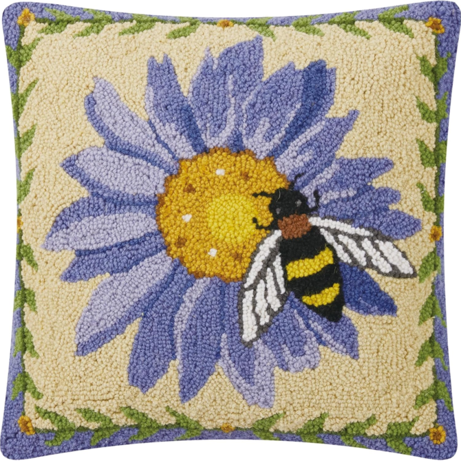 Peking Handicraft Pillow - Beehavin' Purple Sunflower
