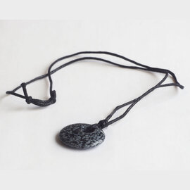 PETER WRIGHT Necklace - Snowflake Obsidian Circle